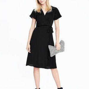 Banana Republic Black Pleated Wrap dress